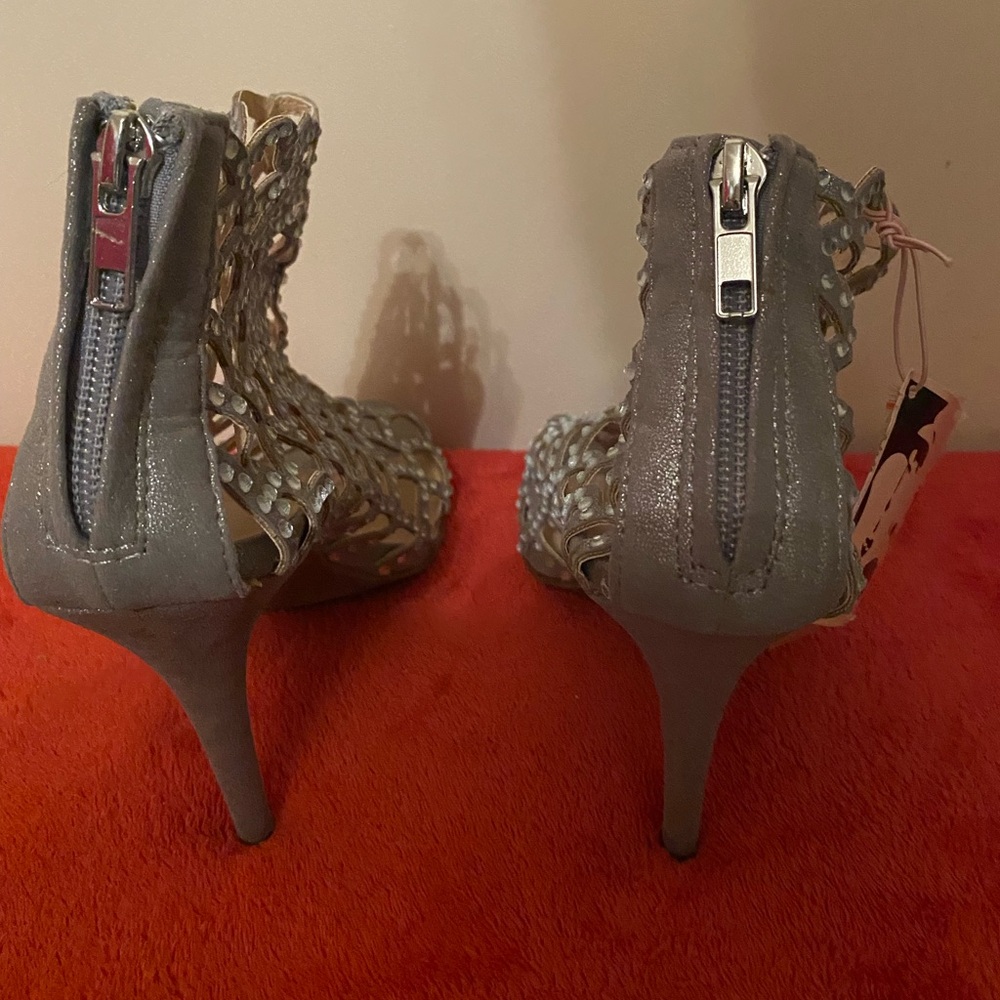 Zigi NY Silver Cage Heels w/ Rhinestone Embellishments - Picture 4 of 10